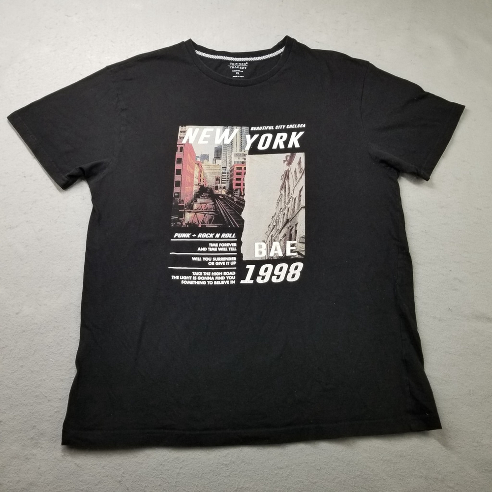 New York 1998 T-Shirt Mens Size XL Black Punk Rock & Roll BAE Triumph